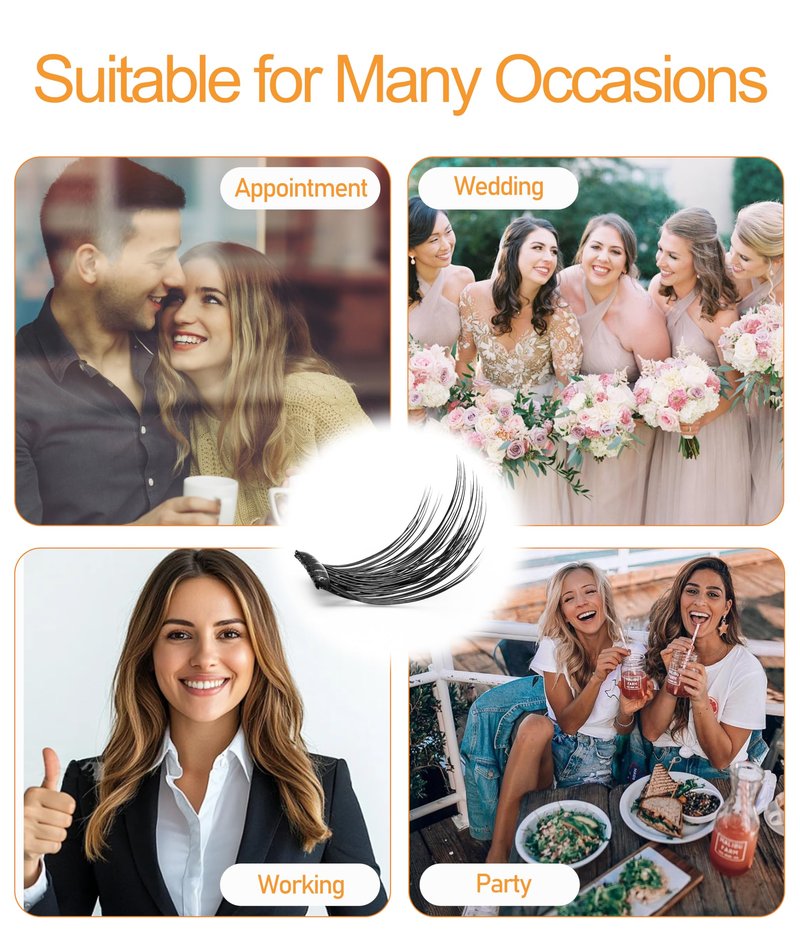 Self Adhesive Lash Clusters, Press on Pre bonded Eye lashes Clusters Natural Look No Glue Needed,10-16MM DIY Lash Extension FOR Beginners Dating and Working Business People (One-Step Professional)