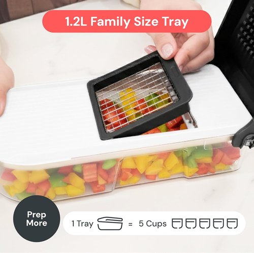 Fullstar Mandoline Slicer - 6-in-1 Vegetable Chopper & Cutter with Container | White/Black Kitchen Essential