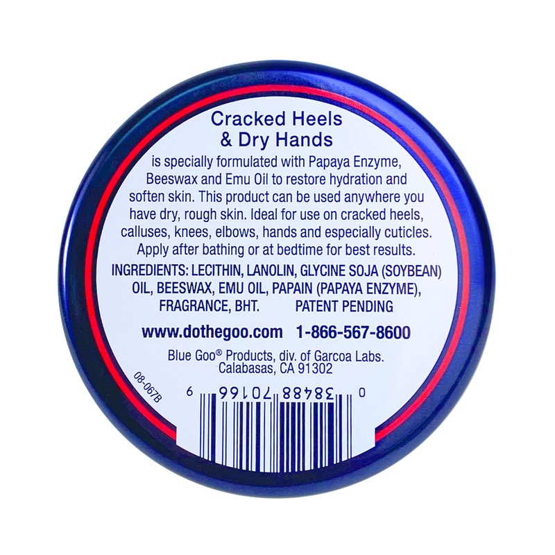 Blue Goo Cracked Heels & Dry Hands Skin Protectant, Helps Relieve & Protect Cracked Skin, OTC Lanolin Formula, 2 oz (3 Pack), Made with Emu Oil & Beeswax