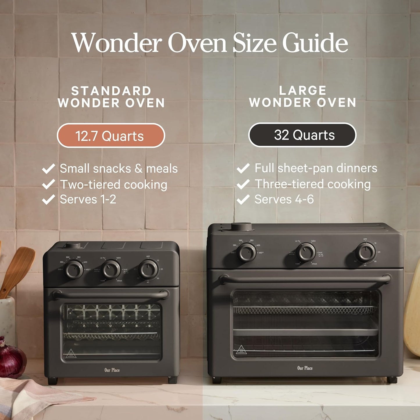 Our Place Large Wonder Oven - 6-in-1 Stainless Steel Air Fryer Toaster Oven Combo | 31.7 QT Capacity - Toast, Roast, Bake, Reheat, Broil & Steam | Spice