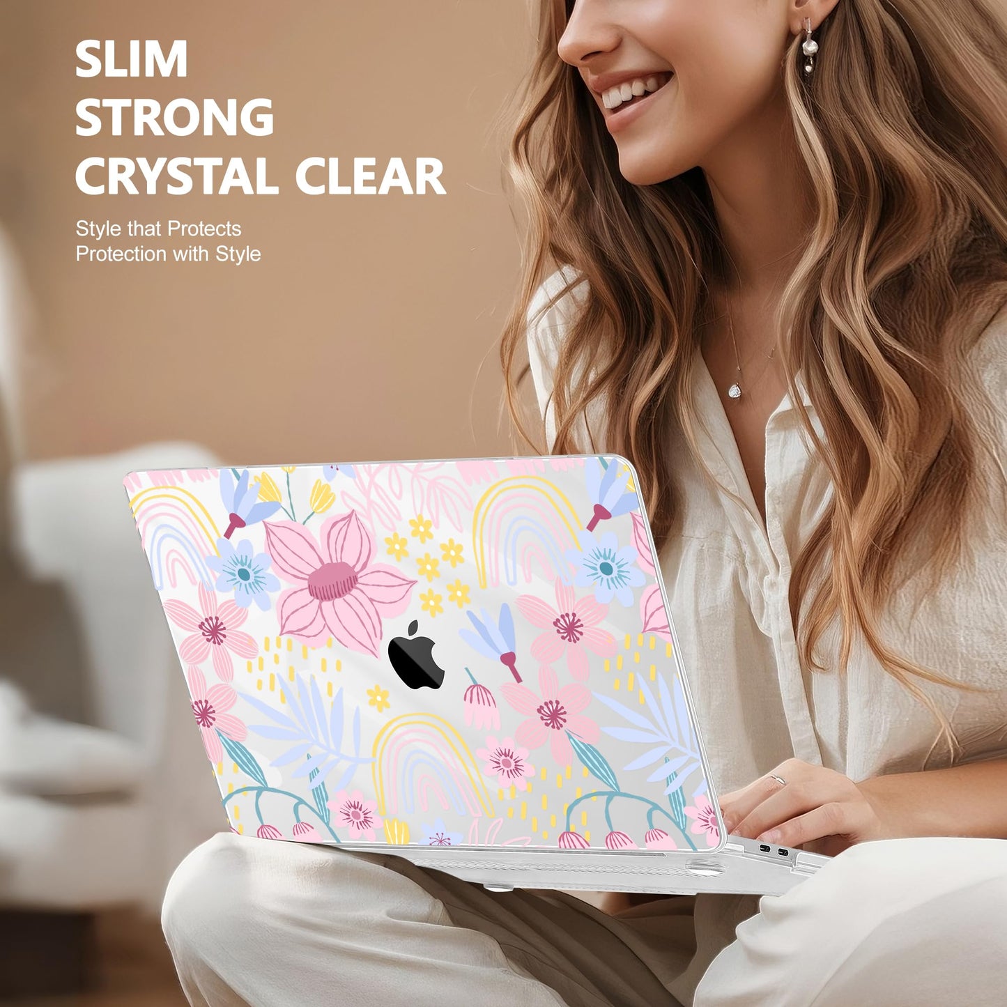 Lepeoac Case for MacBook Pro 13 inch Case M2 2022-2016 A2338 M1 A2251 A2289 A2159 A1989 A1708 A1706, Plastic Hard Shell + Keyboard Cover + Dust Plug, Florals