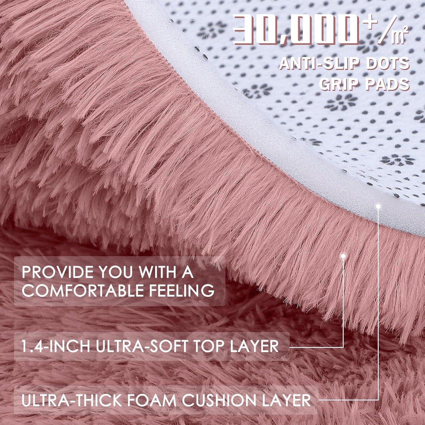 OLANLY Large Area Rug - Soft Fluffy Shaggy Carpet for Living Room & Bedroom | 5x8 Pale Pink
