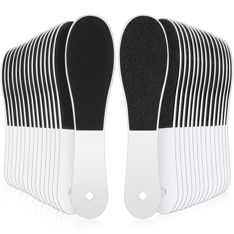 Lothee 30 Pack Foot File Foot Callus Remover Double Sided Professional Sandpaper Pedicure Tool Feet Scrubber Sander Feet Rasp for Dead Skin Cracked Heel Women Manicure Beauty Spa, 100/180 Grit, White