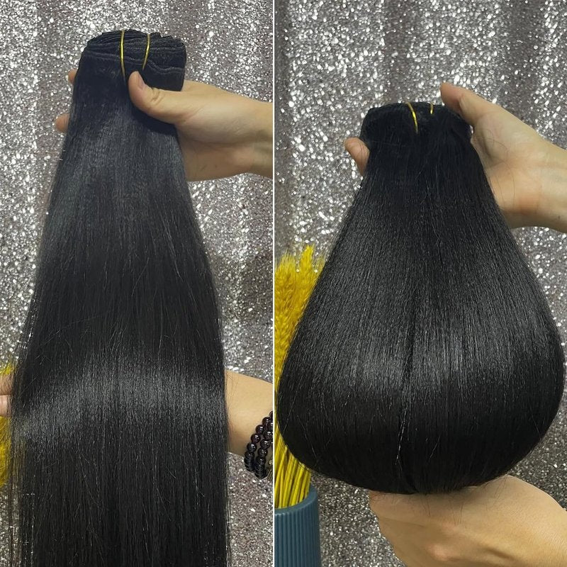 Clip ins Human Hair Remy Kinky Straight Clip in for Black Women Yaki Straight Clip in Hair YK 120g