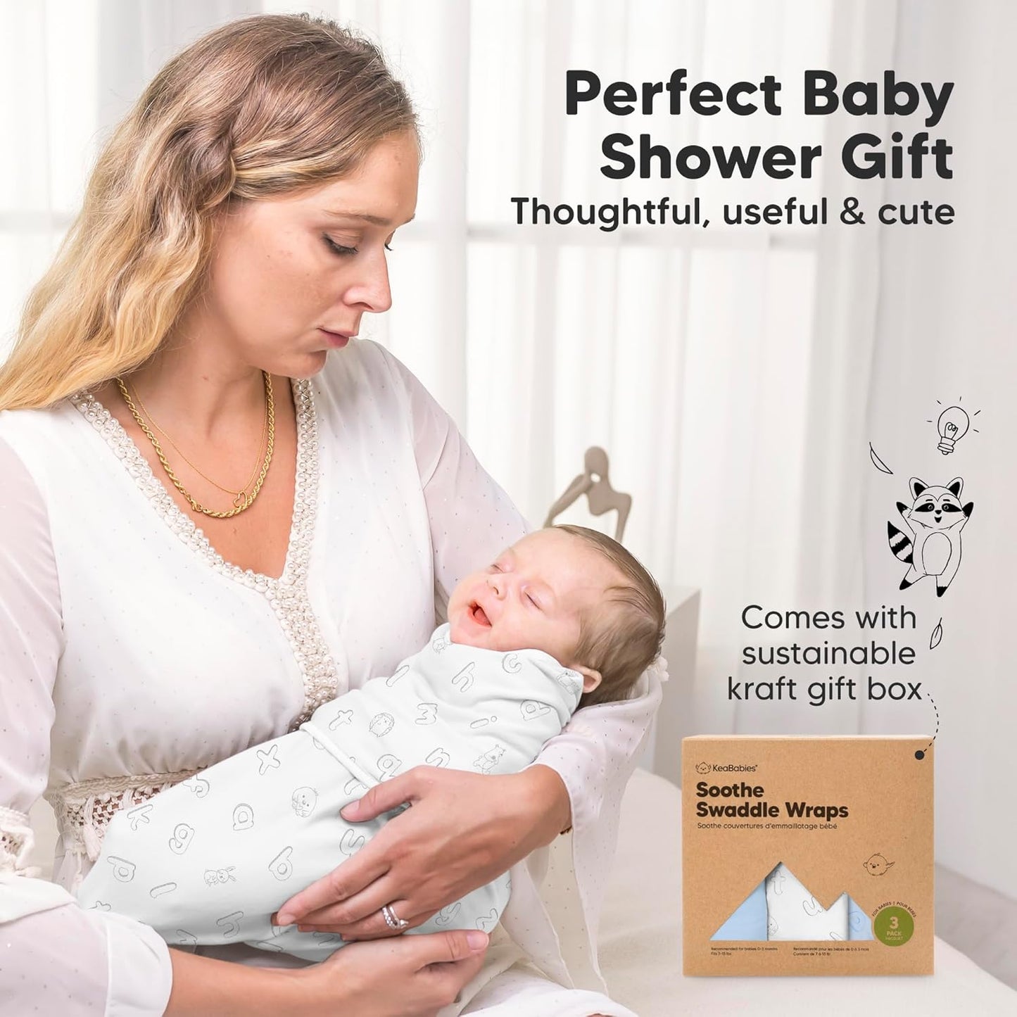 Skiennix Organic Baby Swaddle Sleep Sacks - Soft & Snug for Newborns 0-3 Months | ABC Land Cloud Design