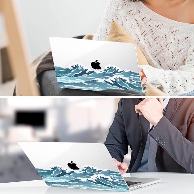 TWOLSKOO for MacBook Air 13 inch Case M5 2026 M4 2025 M3 M2 2024-2022 A3449 A3240 A3113 A2681, Plastic Hard Shell & Keyboard Cover & Screen Film for MacBook Air 13.6 inch Case, Ocean