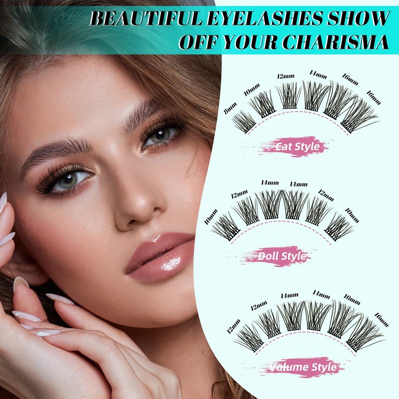 Lash Extension Kit Daybreak Lash Clusters kit Lash Bond and Seal Eyelash Remover and Lash Applicator for Diy Lash Extension Kit at Home by AMZGlRL(Daybreak,D-Mix8-16mm kit)