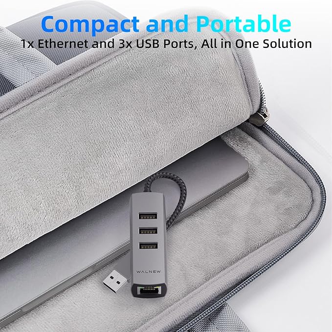 USB A to Ethernet Adapter, WALNEW USB 3.0 to RJ45 Gigabit Ethernet Adapter, Compatible with Mac,MacBook Pro/Air,Samsung Galaxy Tab