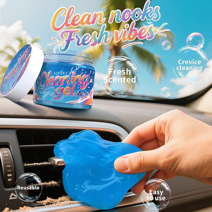 ASFSKY Car Cleaning Gel (Blue,Blueberry) Cleaning Putty Universal Dust Cleaning Car Interior Cleaner Keyboard Dust Remover Car Slime Gifts for Men Women girl(1 pack)