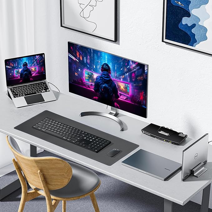 ALOANES Waterproof Mouse Pad with Durable Stitched Edge, Gaming Keyboard, Non-Slip Rubber Base Mouse Mat, Extended Desk pad for Gamer, Office& Home, Dark Gray Mousepad 3XL(35.43"x15.74"x0.12")
