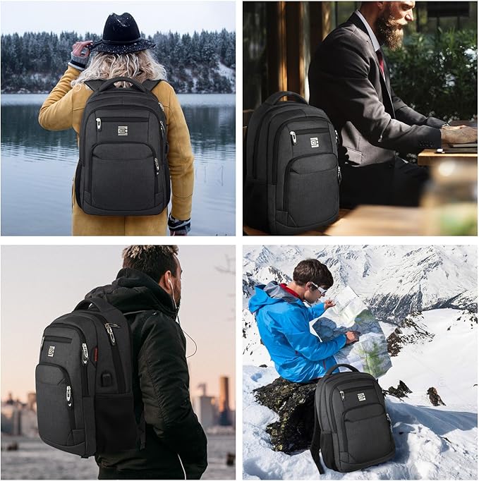 Volher Laptop Backpack,Business Travel Anti Theft Slim Durable Laptops Backpack,Water Resistant College Computer Bag for Women & Men Fits 15.6 Inch Laptop and Notebook - Black