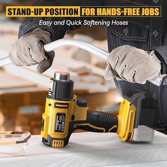 LIVOWALNY Cordless Heat Gun Compatible with Dewalt 20v Battery (Tool Only), 350W 122℉-1022℉ Fast Heating Soldering Hot Air Gun with LCD Digital Display for Shrink Tubing, PVC Wrap, Craft, Epoxy Resin