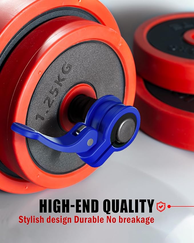 ZY-HUAN Mini Pro Barbell Clips 1 inch I Multi-Size Adjustable Barbell Collar I 1 inch Barbell ClampsIQuick Release Weight Clips Pair of Locking for Dumbbell Bar (BIUE)