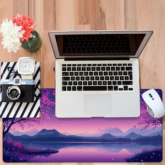 NITAHHHY Gaming Desk Pad Large Extra Length Starry Sky Full Moon Mouse Pad Keyboard Laptop Non-Slip Waterproof with Rubber Base Thick Stitched Edge Mouse Mat for Office Home 35.4 x 15.7 Inches