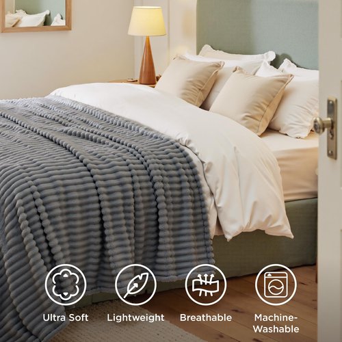 Bedsure GentleSoft Frost Gray Fleece Blanket for Couch - Cozy Soft Blankets for Women, Cute Small Throws for Girls, 50x70 Inches