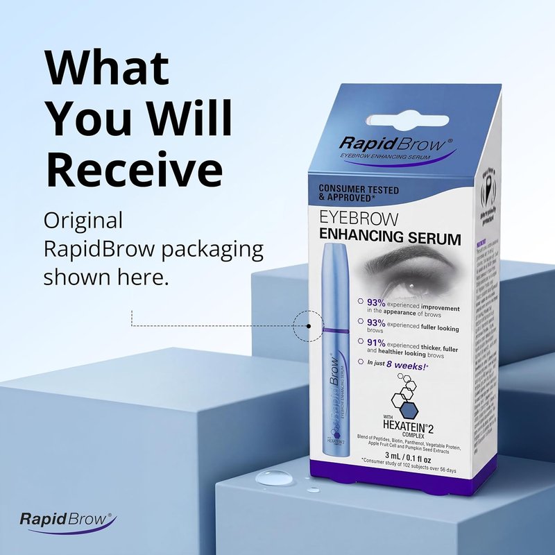 RapidBrow Eyebrow Enhancing Serum - Hydrating Formula for Thicker Brows | 3 mL with Hexatein 2 Complex