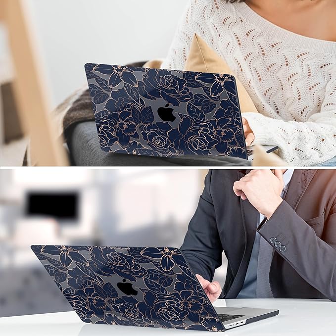 TWOLSKOO for MacBook Air 15 inch Case 2026 2025 2024 2023 Release M5 A3448 M4 A3241 M3 A3114 M2 A2941, Plastic Hard Shell & Screen Protector & Keyboard Cover & Trackpad Film, Elegant Roses
