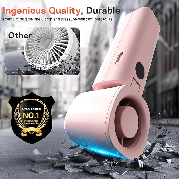 Portable Handheld Turbo Fan 3-in-1 High Speed Turbo Handheld Fan, USB Rechargeable 5 Speed Personal Cooling Fan with LED Display, Foldable Mini Hand Fan for Home Office Travel Outdoor Camping Beach