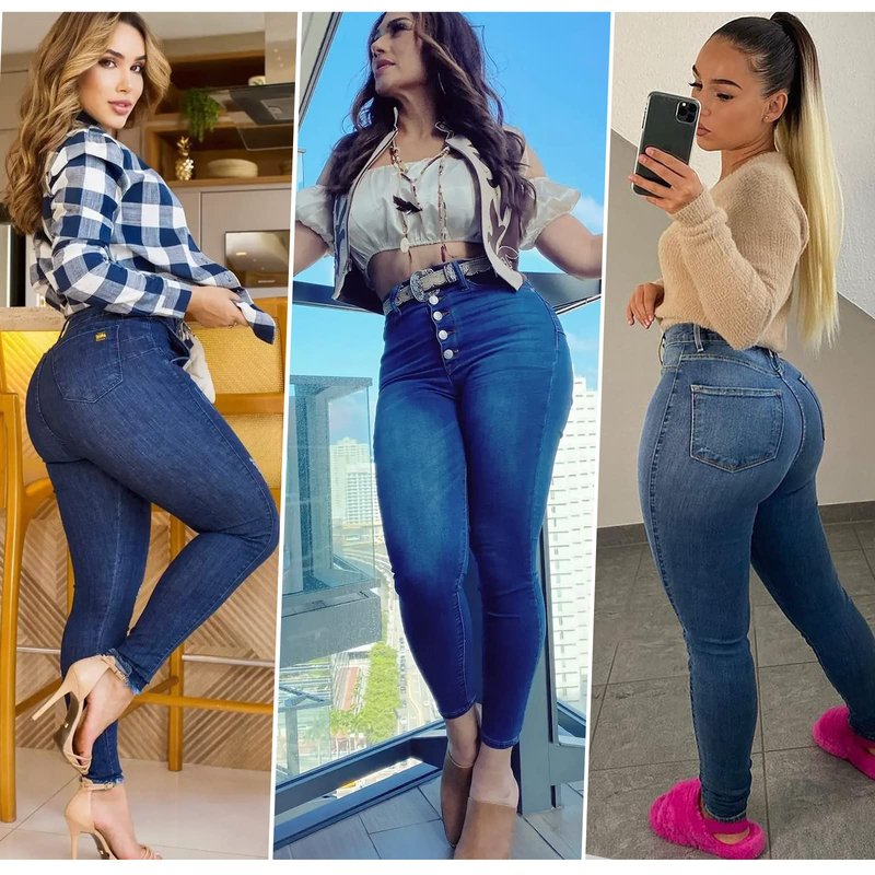 BISUAL Womens High Waisted Butt Lifting Jeans Distressed Stretch Skinny Sexy Colombian Jeans for Women (Blue, US 12)