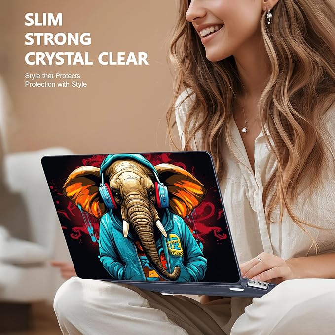 Lepeoac Case for 2026/2025/2024/2023 MacBook Air 15-inch Laptop Release M5 A3448 /M4 A3241 /M3 A3114 /M2 A2941, Stylish Protective Hard Shell Cover for MacBook Air 15.3 inch, Elephant Hoodie