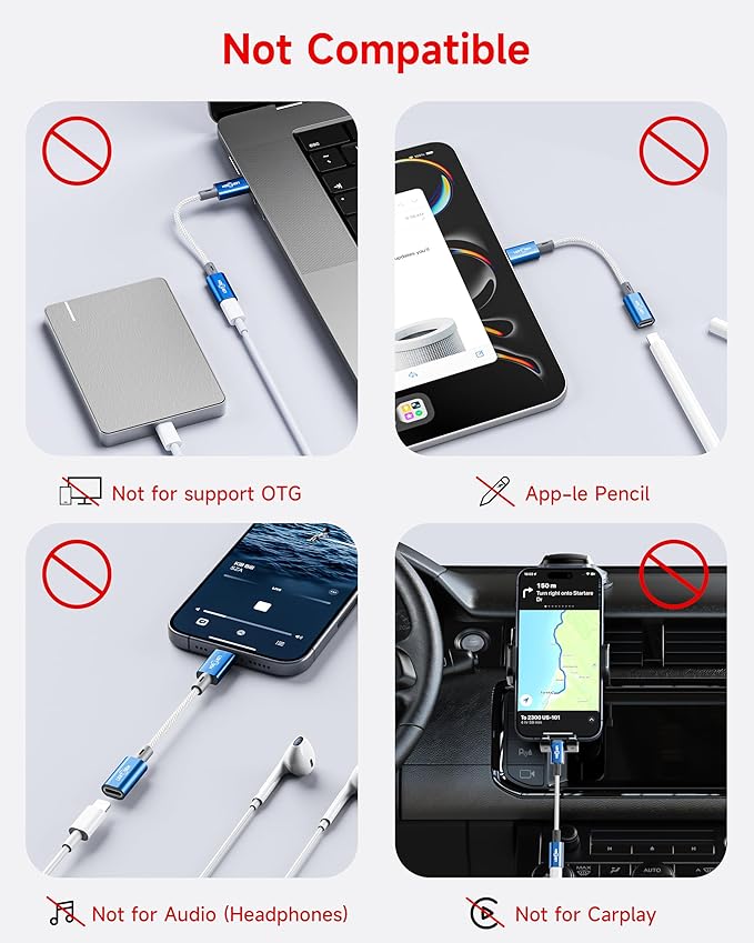 2 Pack Lightning to USB C Adapter, Fast Charging & Data Sync Adapter for iPhone 17 16 15 Pro Max Plus to USB-C, Compatible with Samsung S25/S24/S23, Not for Audio/OTG (Blue)