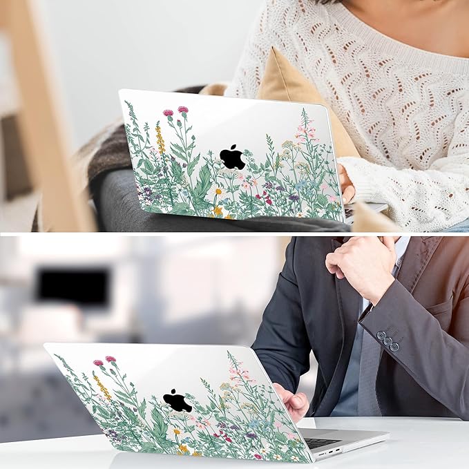 TWOLSKOO for MacBook Air 13 inch Case M5 2026 M4 2025 M3 M2 2024-2022 A3449 A3240 A3113 A2681, Plastic Hard Shell & Keyboard Cover & Screen Film for MacBook Air 13.6 inch Case, Botanical Illustration