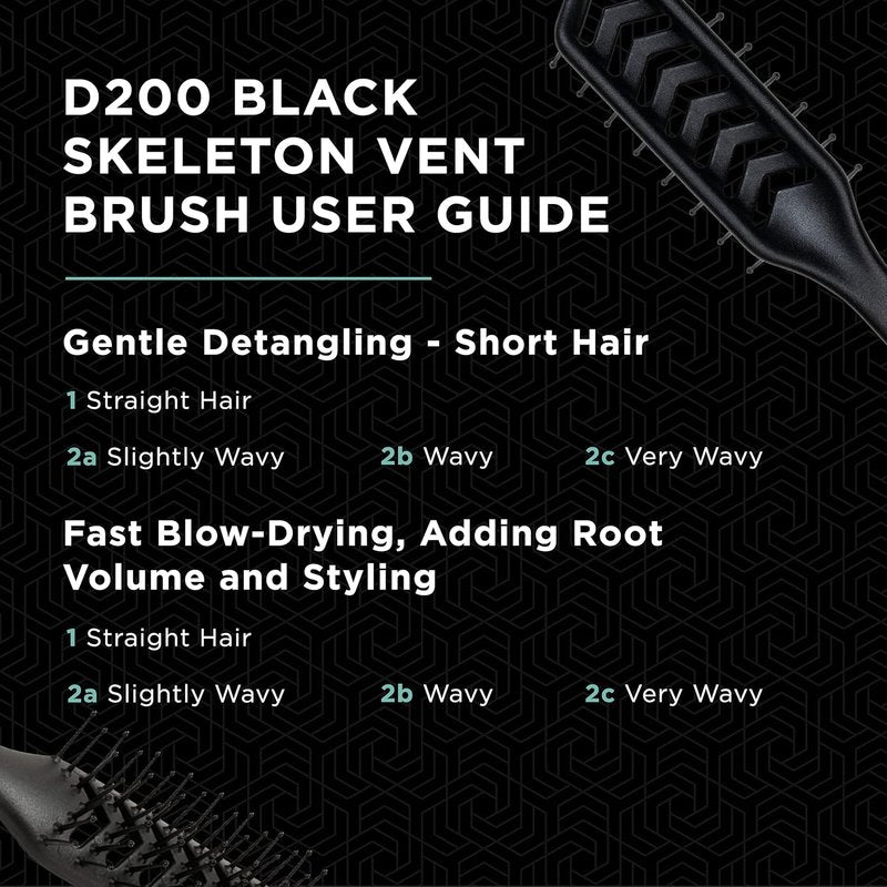 Denman D200 Flexible Vent Brush - Blow Drying Hair Brush for Curly, Thick & Straight Hair | Unisex, Black