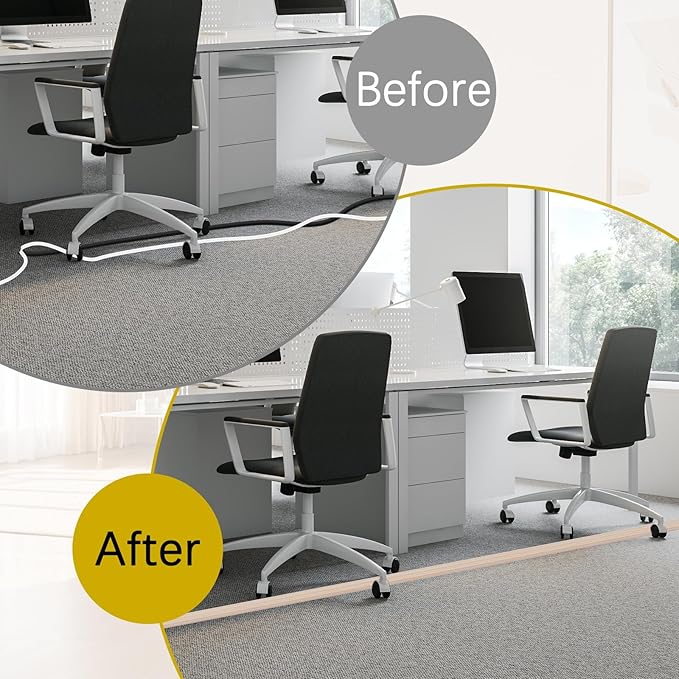 JAHOMFAI Floor Cord Cover 10FT Cord Covers for Wires on Floor Protect Wires & Prevent Trip Hazards, Easy to Cut for Home, Office, School, Concerts, Cavity W0.6in x H0.32in