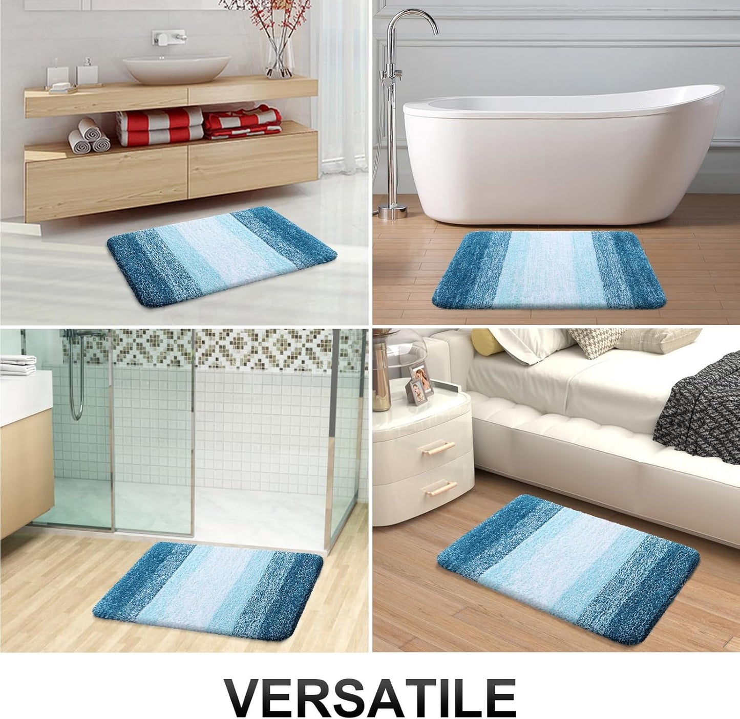 OLANLY Bathroom Runner Rug - Extra Soft Microfiber Mat | Quick Dry & Washable, 47x20, Peacock Blue