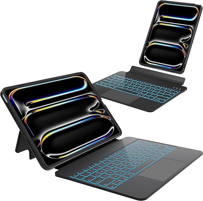 Otuoor iPad Pro 13 Inch Case 2024 with Keyboard, Magnetic Detachable Keyboard Case for iPad Pro 13 Inch (M4, 2024) with 7 Colors Backlight, Multi-Touch Trackpad, Portrait/Landscape Mode (Black)