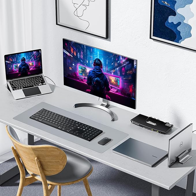 ALOANES Waterproof Mouse Pad with Durable Stitched Edge, Gaming Keyboard, Non-Slip Rubber Base Mouse Mat, Extended Desk pad for Gamer, Office& Home, Gray Mousepad Large(27.6"x11.8"x0.12")