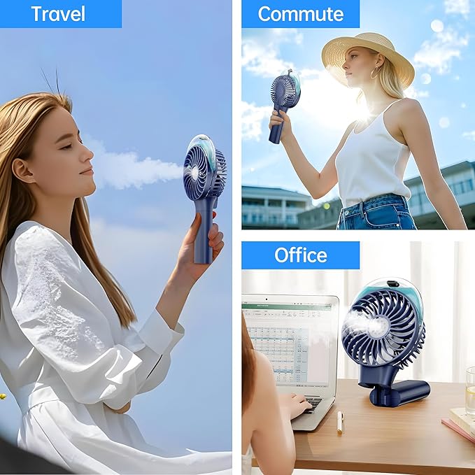PANERGY Handheld Misting Fan with Mister, Mothers Day Gifts for Mom, Birthday Gifts for Girls Women Men, Mini Portable Cooling Fan Rechargeable, Essentials for Travel Beach Vacation Cruise 2026 New