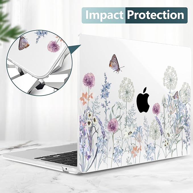 TWOLSKOO Compatible with MacBook Air 13 inch Case M5 2026 M4 2025 M3 M2 2024-2022 A3449 A3240 A3113 A2681, Plastic Hard Shell & Keyboard Cover for MacBook Air 13.6 inch Case, Dandelions