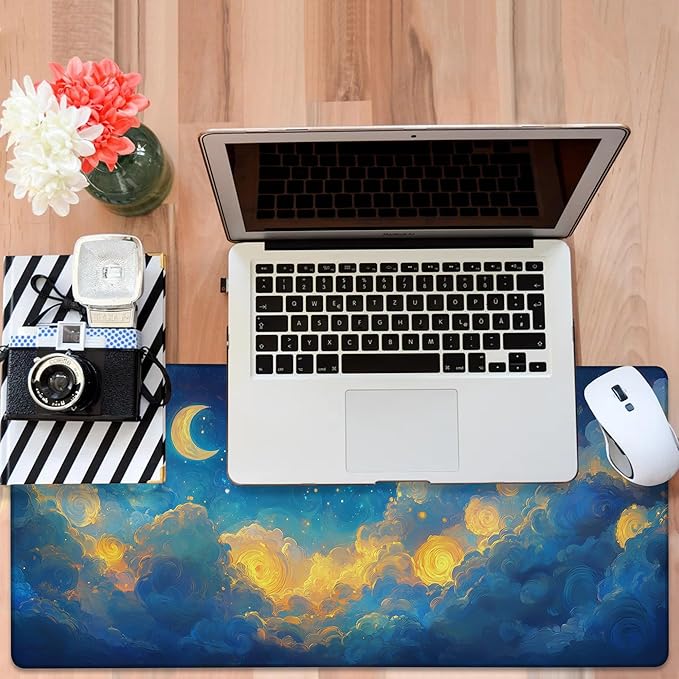 NITAHHHY Gaming Desk Pad Large Extra Length Night Sky Mouse Pad Keyboard Laptop Non-Slip Waterproof with Rubber Base Thick Stitched Edge Mouse Mat for Office Home 35.4 x 15.7 Inches