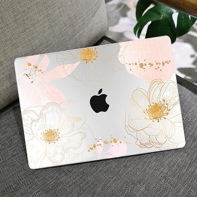 MEEgoodo for M5/M4/M3/M2 MacBook Air 15 inch Case 2026 2025 2024 2023, Case Fit Model (A3448/A3241/A3114/A2941) for MacBook Air 15.3 inch, Tropical Pink Flowers