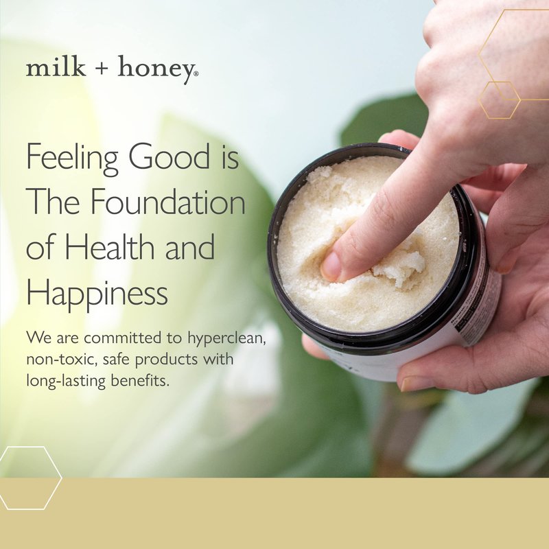 milk + honey Exfoliating Body Scrub No. 5 – Natural Sea Salt & Sugar Polish with Coconut, Lemon & Vanilla – Gentle Scrub for Sensitive Skin, Women & Men – 7 oz