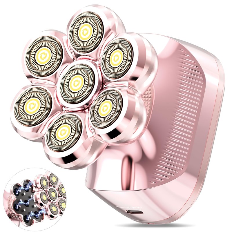 HEBECA 7D Electric Shaver for Women â Upgraded Electric Razor for Women with Rotary Floating Magnetic Head, Detachable and Waterproof, Painless Hair Remover for Legs, Bikini, Face, Sensitive Skin