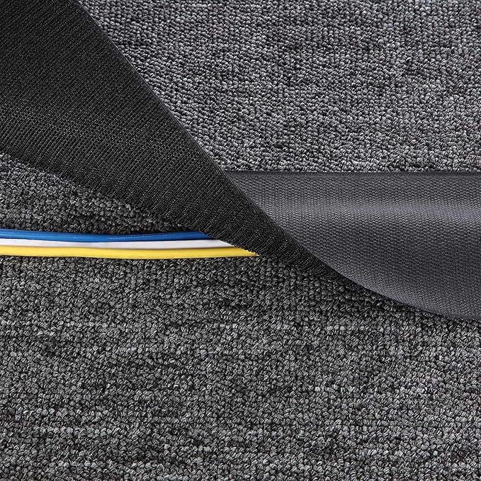 Cable Floor Strip Cord Cover Floor Cable Protector Carpet Management, Keep Cables Organized, Protect Cords and Prevent a Trip Hazard, 3 Inch x 10 Feet (60 Feet, Black)