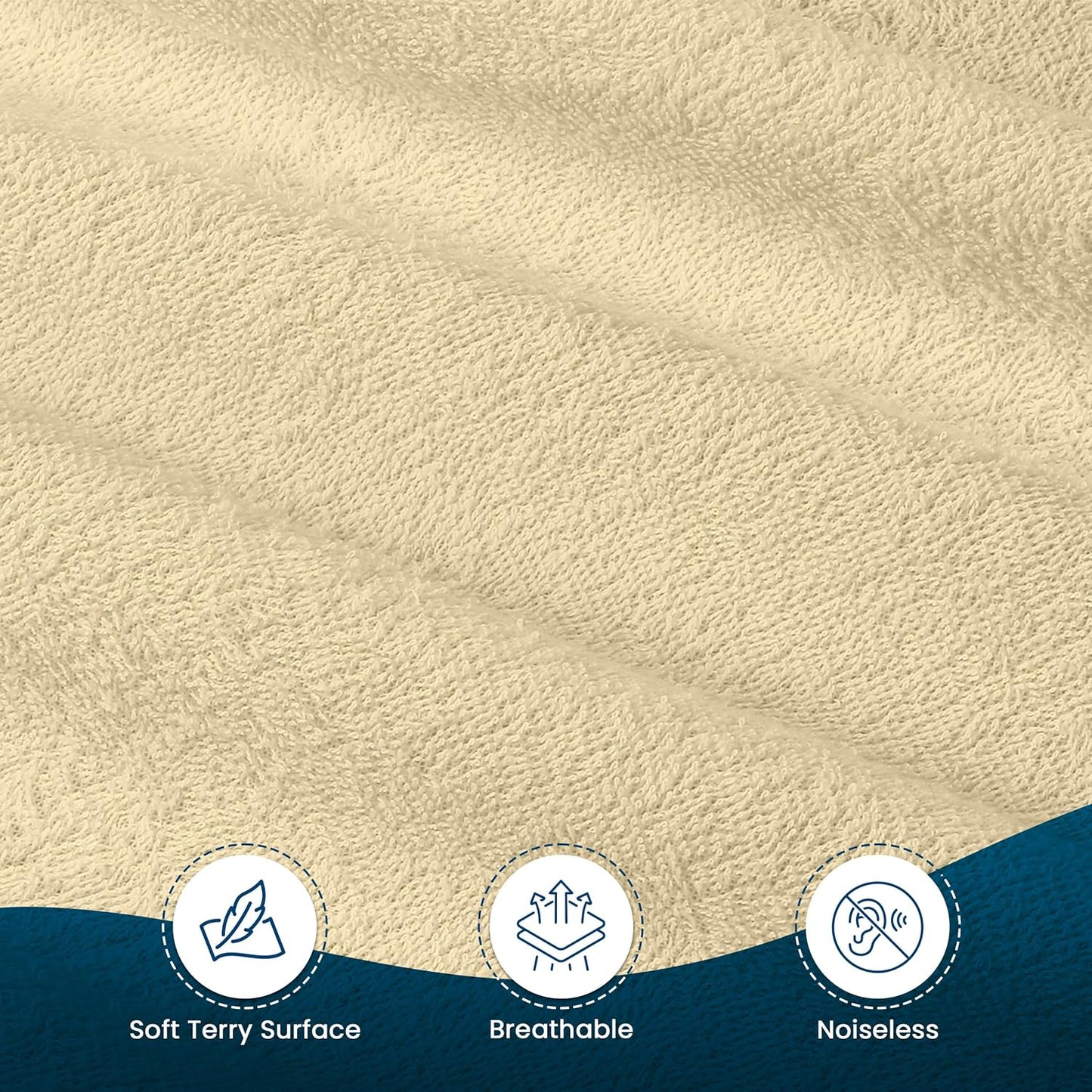 Utopia Bedding Queen Size Mattress Protector - Waterproof Terry Cover, Soft & Breathable, 17" Deep Pockets | Beige