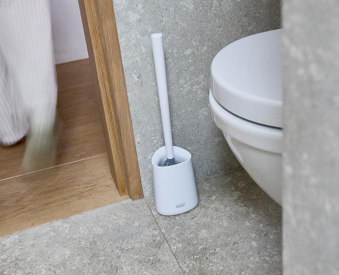 Joseph Joseph Flex 360 Lite Silicone Toilet Brush & Holder, 360 Clean, Anti-Drip, Replaceable Head, White