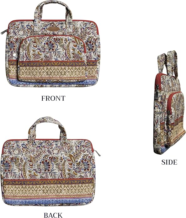 Maison d'Hermine Laptop Bag with Pocket upto 13.5 inch Stain and water repellent Cotton canvas Valentines Day Gifts - Jaipur