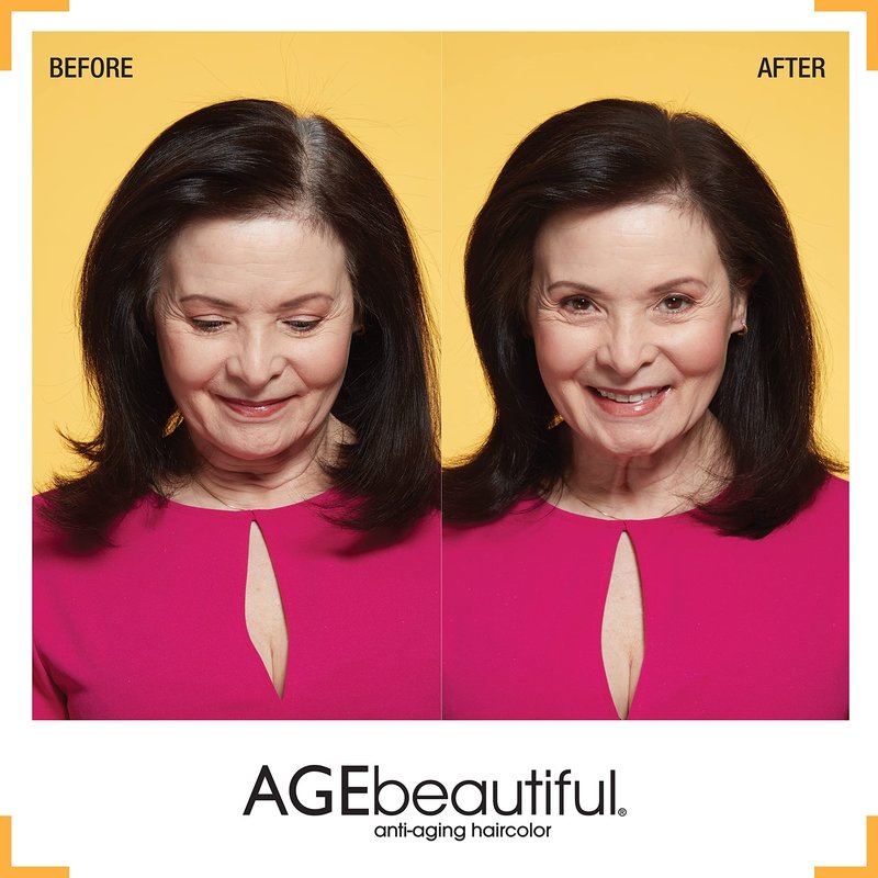 AGE beautiful Root Touch Up Hair Color Spray | Touch-Up Gray Concealer | Temporary Cover Up | Adds Volume & Covers Thinning Patches | Water, Sweat, Stain Resistant | Dark Red Brown | 2 Fl Oz