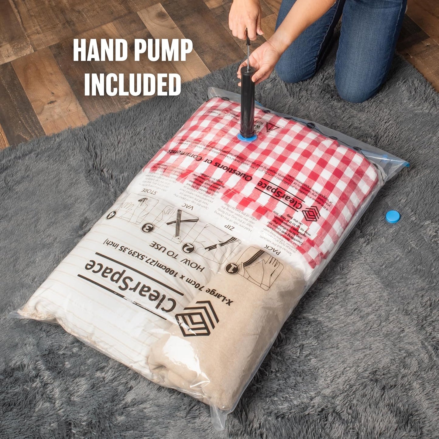 Skiennix Vacuum Seal Bags - Space Saver Storage for Clothes & Blankets | 10 Small Bags with Hand Pump