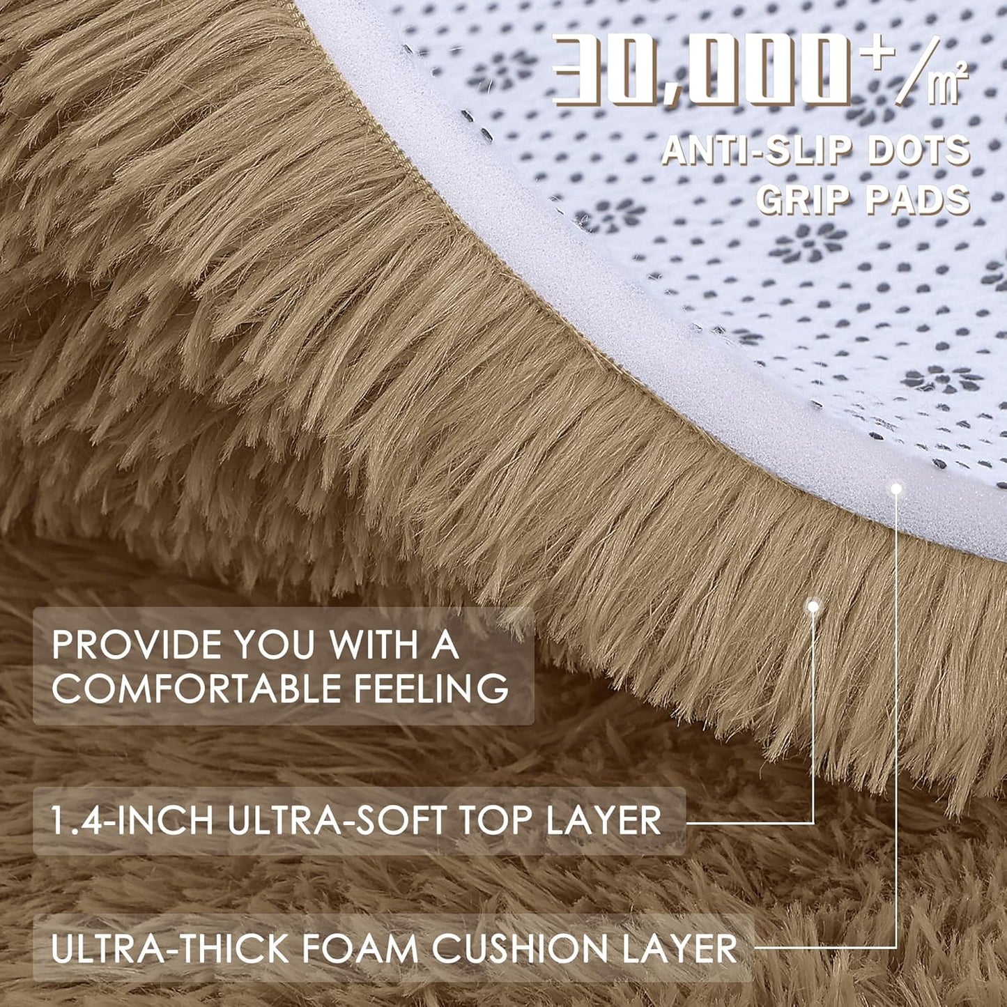 OLANLY Large Area Rug - Soft Fluffy Shaggy Indoor Carpet for Living Room & Bedroom - 5x7 Taupe