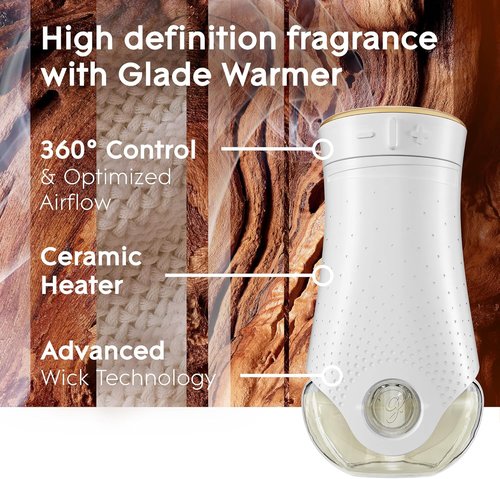 Glade PlugIns Air Freshener Starter Kit - Cashmere Woods Scented Oils | 0.67 Fl Oz, 1 Warmer + 1 Refill