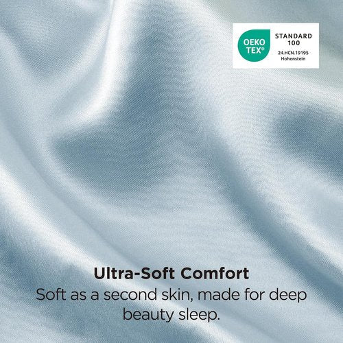 Bedsure Satin Pillowcase Set of 2 - Celestial Blue Silky Pillow Covers for Hair & Skin | 20x36 Inches, Envelope Closure