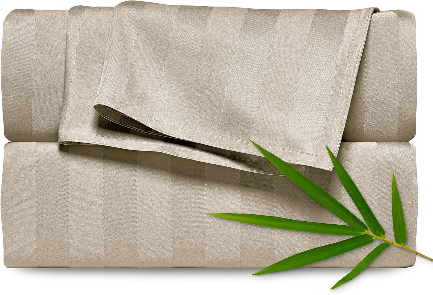 Pure Bamboo King Sheets - Luxuriously Soft 100% Organic Viscose Bed Sheet Set | Cooling Jacquard Sand, 2-Year Quality Promise