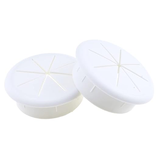 HAHIYO 2Pcs 2.4Inch/60mm White ABS Plastic Eight-petaled Desk Grommet Wire Grommet Cable Management Cord Hole Cover Desk Wire Hole Insert Wire Organizer for Computer Office Home School Equipment