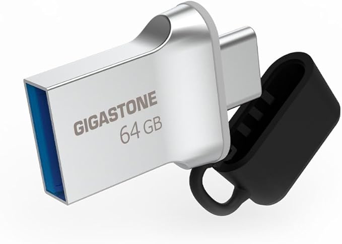 GIGASTONE 64GB Nano Luxus Dual USB Flash Drive, USB-C & USB-A, 100MB/s High-Speed Storage, Metal Design
