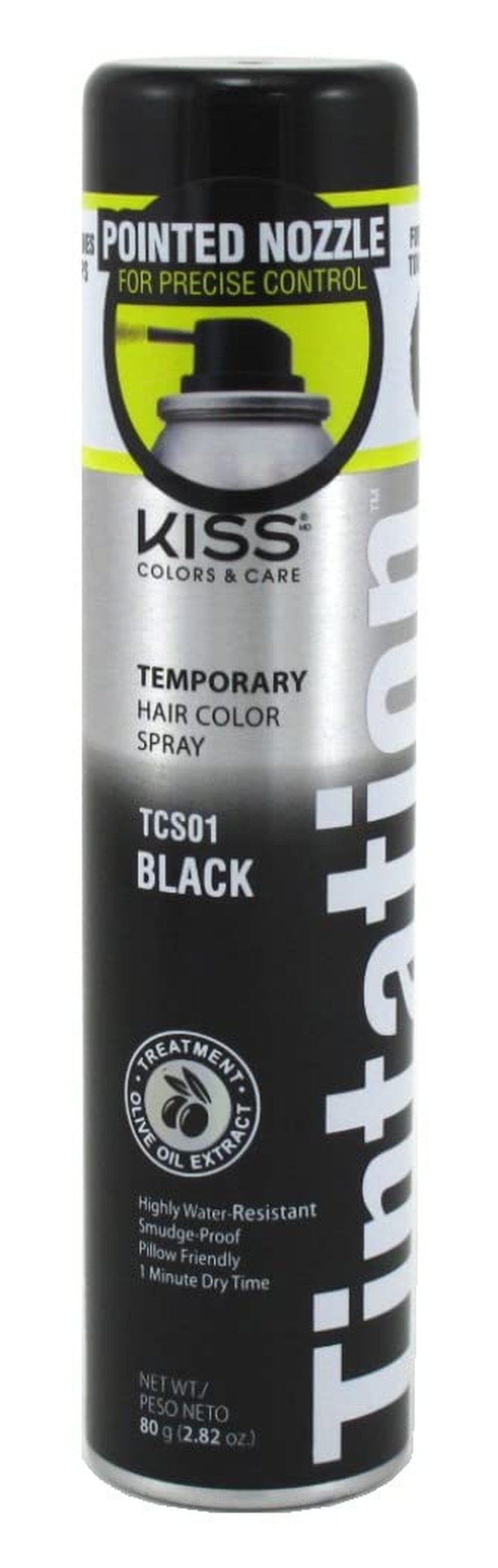 Kiss Tintation Temporary Color Spray - Black 2.82 Ounce | Pack of 3 for Vibrant Hair Color